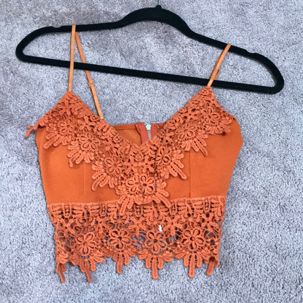 Orange lace tank
